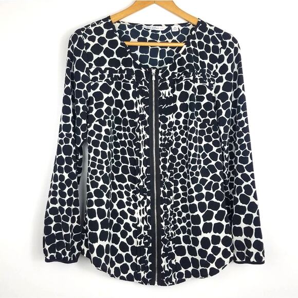 Isaac Mizrahi | Animal Print Blouse w/ Zipper - Picture 1 of 7